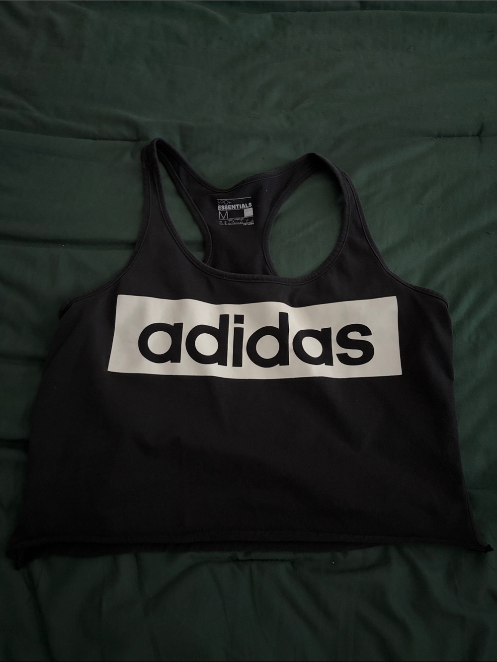adidas Black Crop Tank with White Logo
